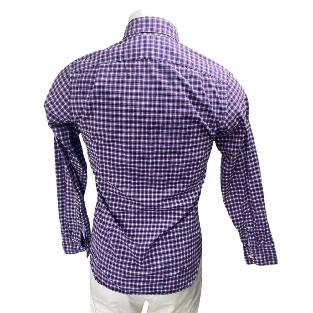 J.Crew Men's Blue Red Plaid Check Long Sleeve Button Up Dress Shirt Top Size XS